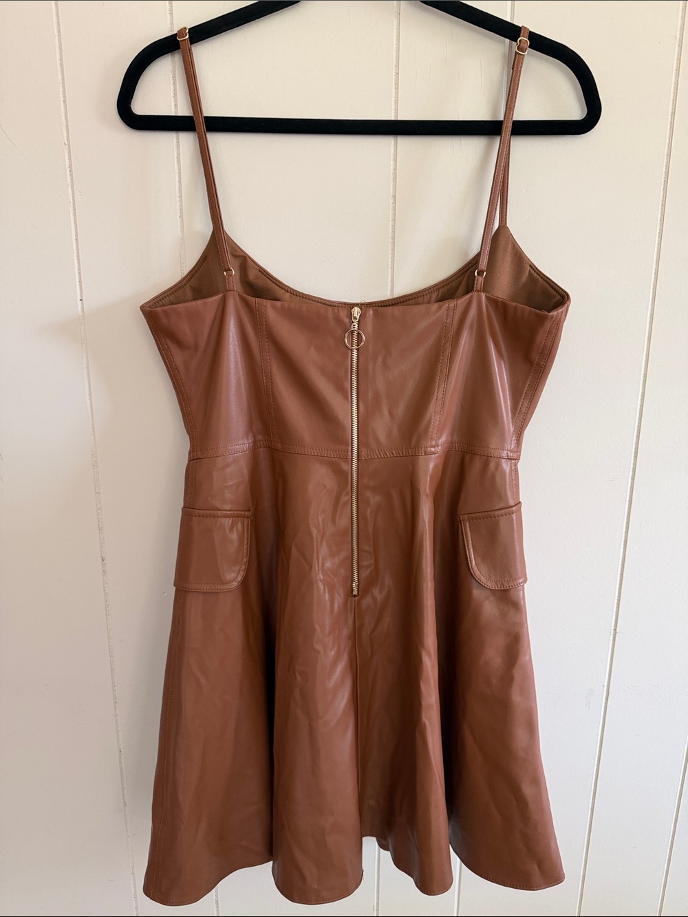 Jus Des Pommes Faux Leather Brown Dress Small Edgy Feminine Earthy Grunge Indie - Picture 6 of 15